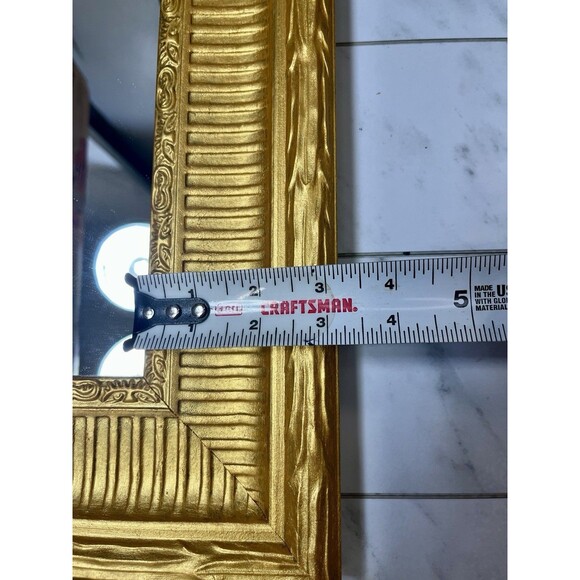 VTG Ornate Gold Tone Gallery Wall Mirror Hollywood Regency Wood 16x13.75in - Picture 8 of 9
